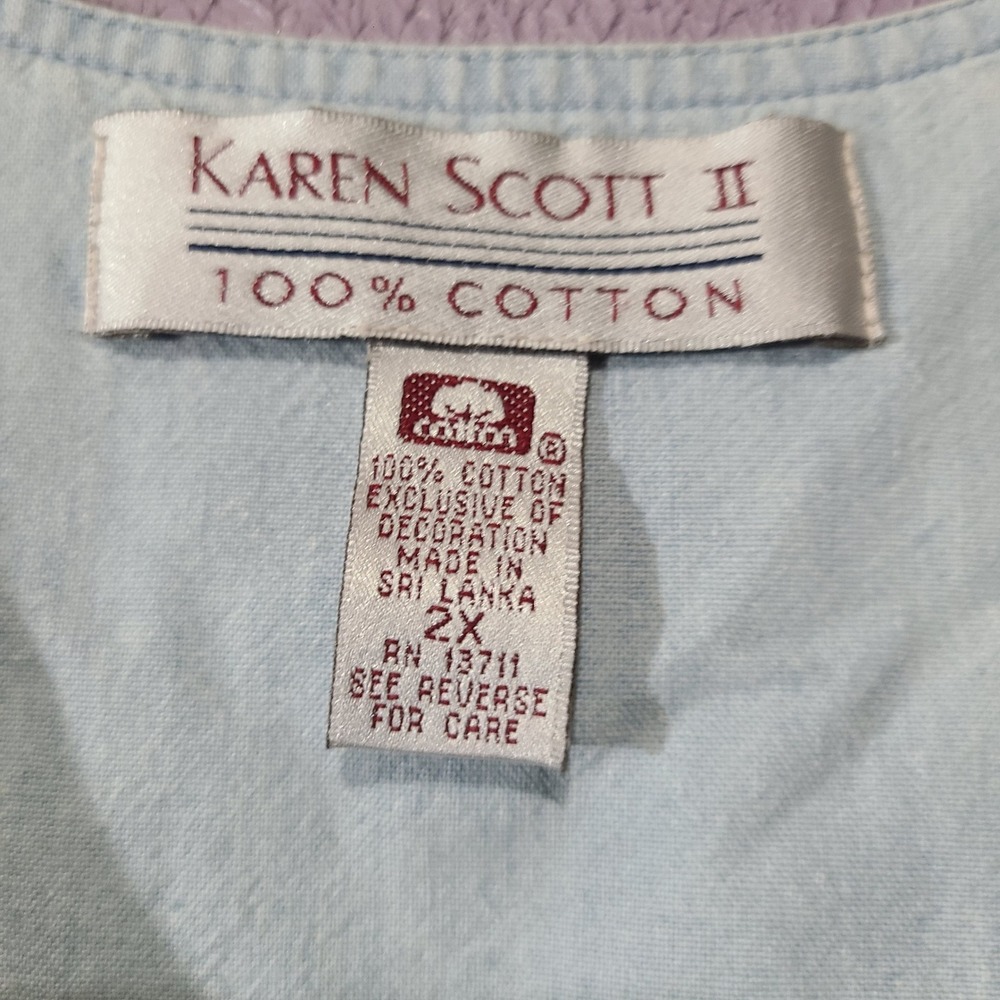 Vtg 90s Karen Scott II‎ Womens Vest Blue Denim Butterfly Floral Embroidery 2X - Picture 3 of 4